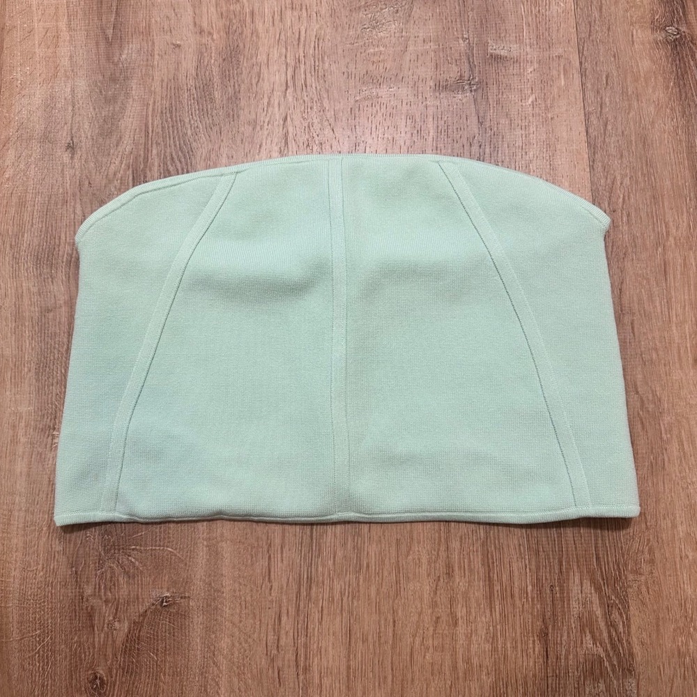 BABATON | Women's Sculpt Knit Ribbed Soft Chip Mint Bustier Crop Top, Size XL